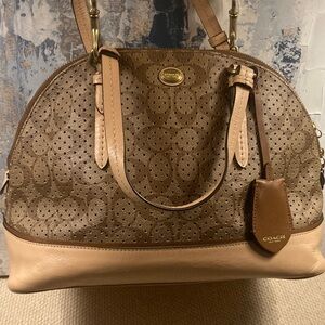 Coach Brown and Tan Shoulder Bag